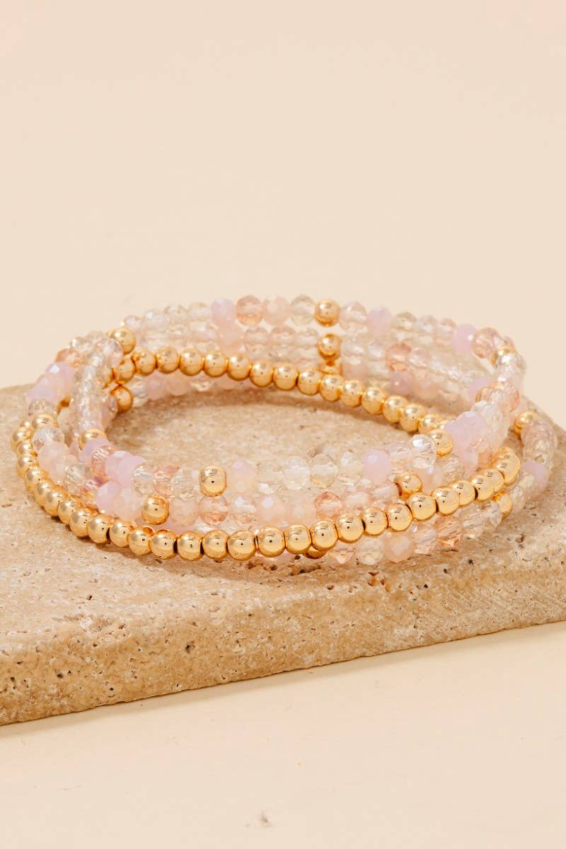 Multi Faceted Beaded Layered Bracelet Set