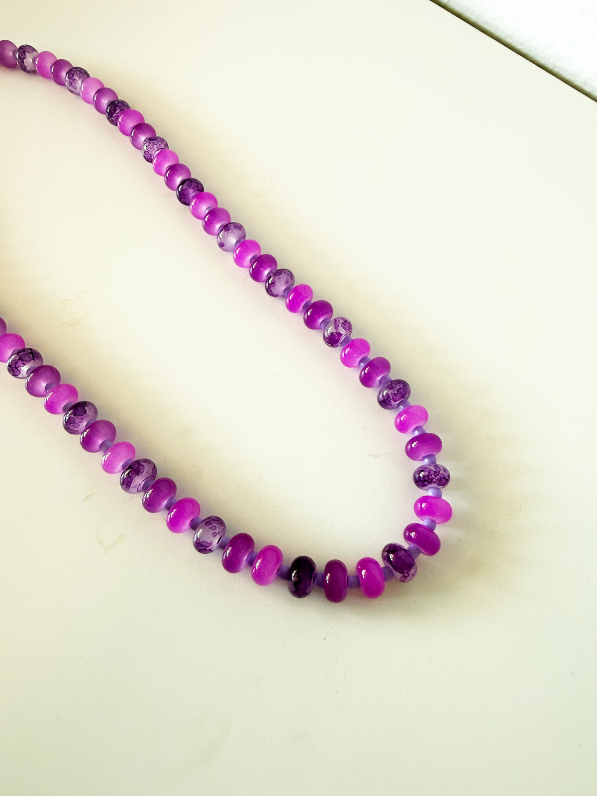 Handmade Glass Rondelle Beaded Necklace