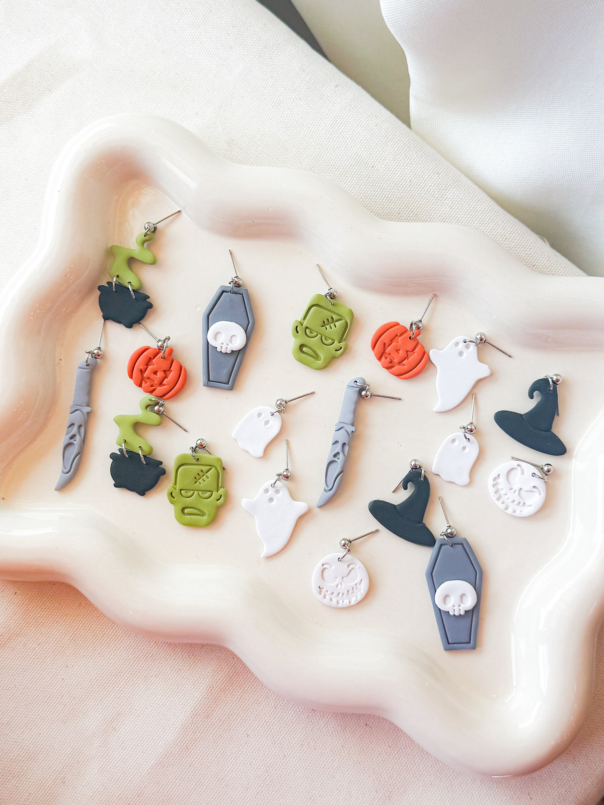 Polymer Clay Ghost Earrings