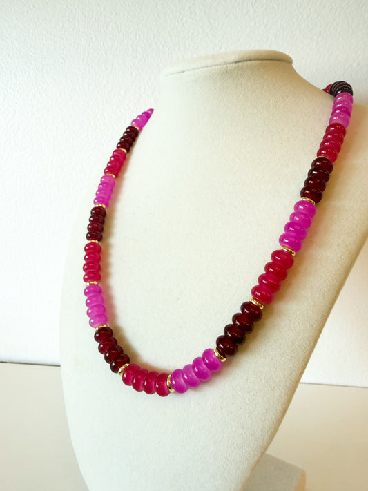 Handmade Glass Rondelle Beaded Necklace