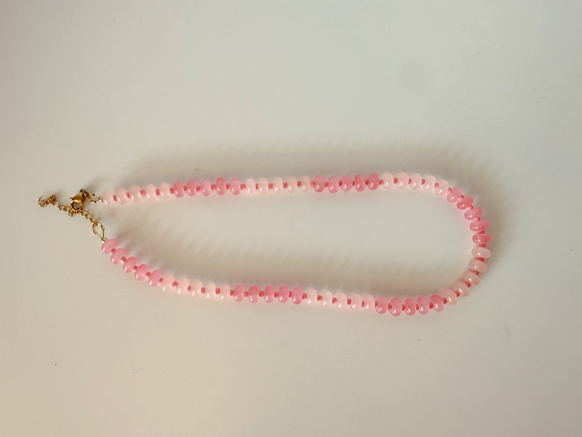 Handmade Glass Rondelle Beaded Necklace