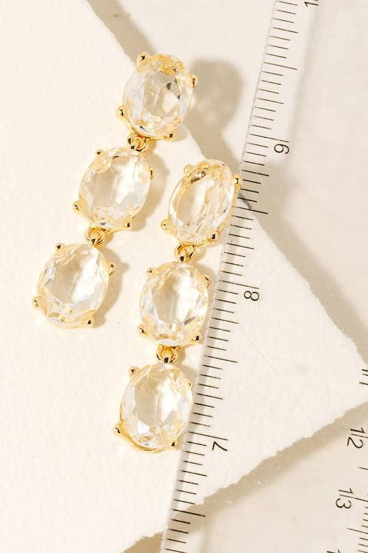 Triple Faceted Gem Dangle Earrings