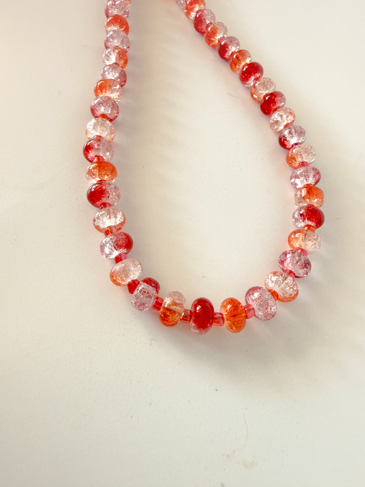 Handmade Glass Rondelle Beaded Necklace