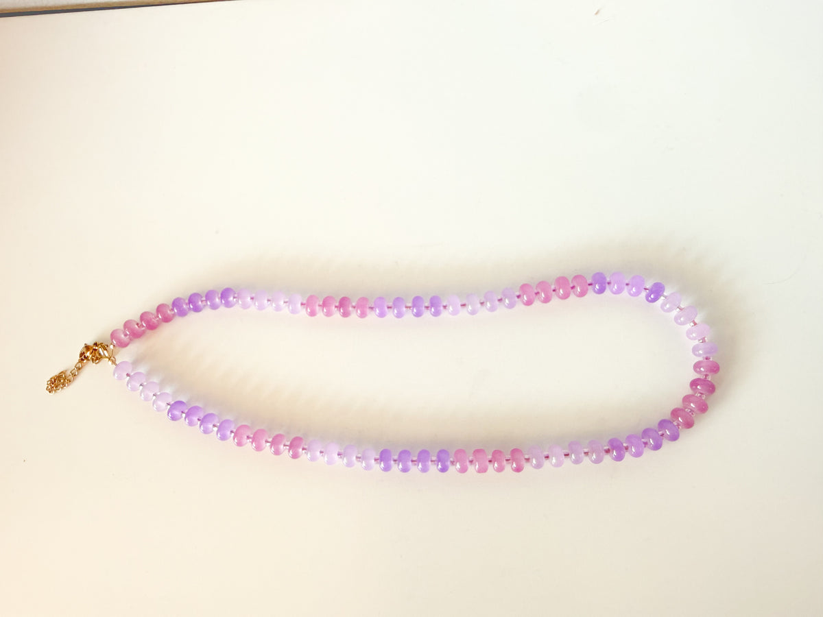 Handmade Glass Rondelle Beaded Necklace