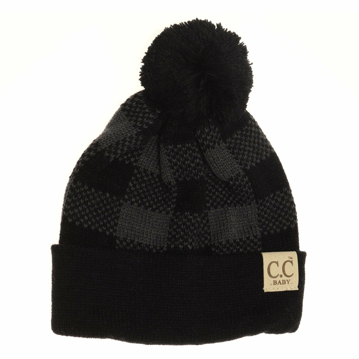 BABY Buffalo Plaid Pom Beanie Newborn/Knit Hat