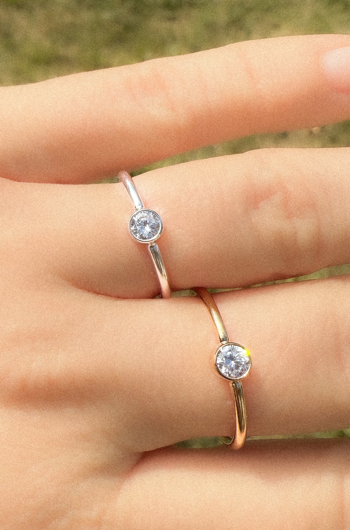 .925 Sterling Silver 4mm CZ Bezel Ring