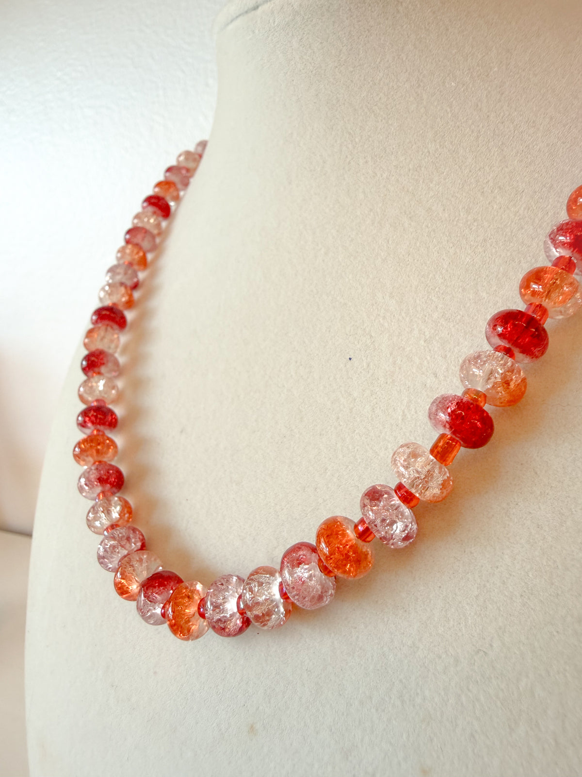 Handmade Glass Rondelle Beaded Necklace