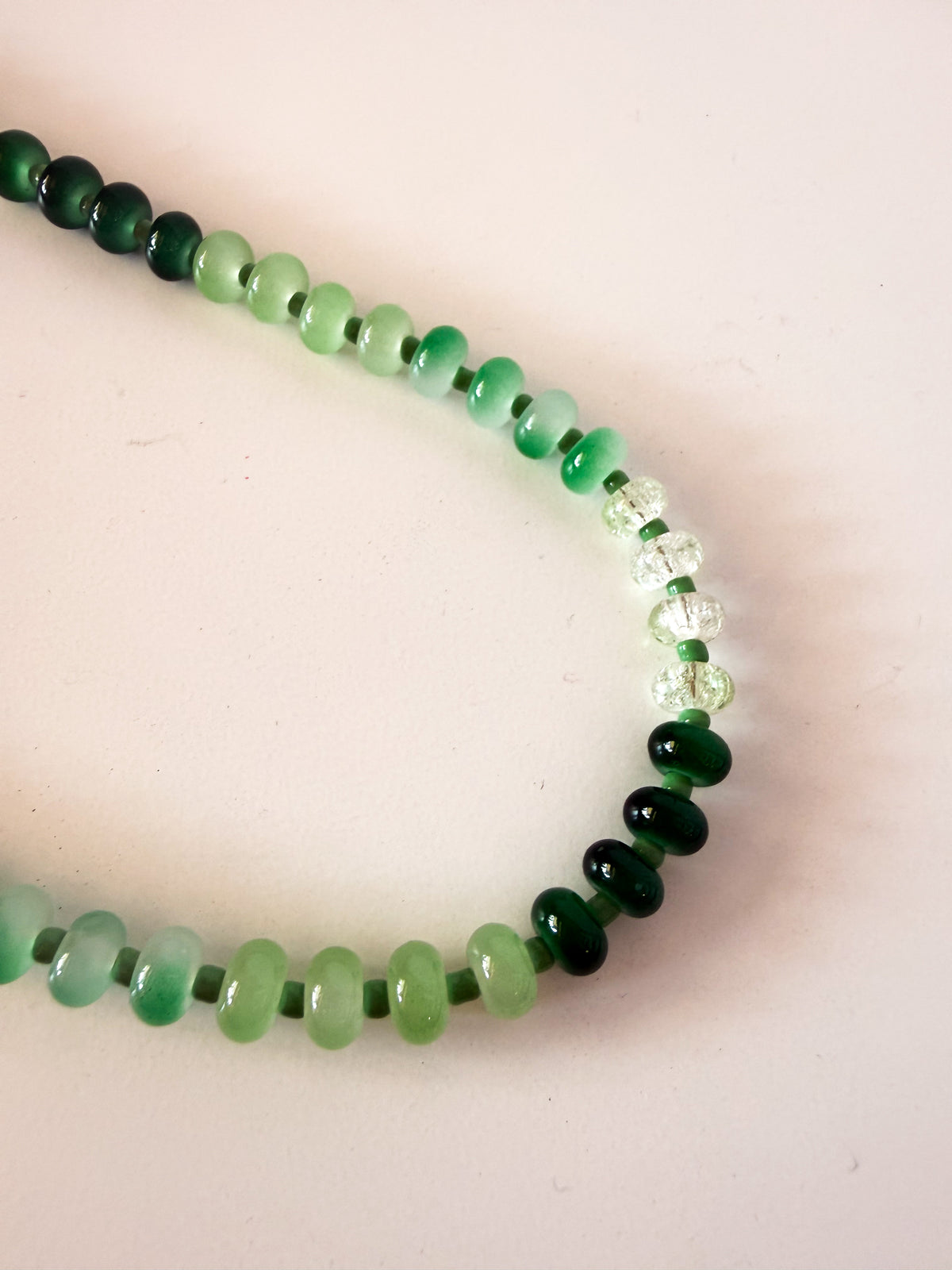 Handmade Glass Rondelle Beaded Necklace