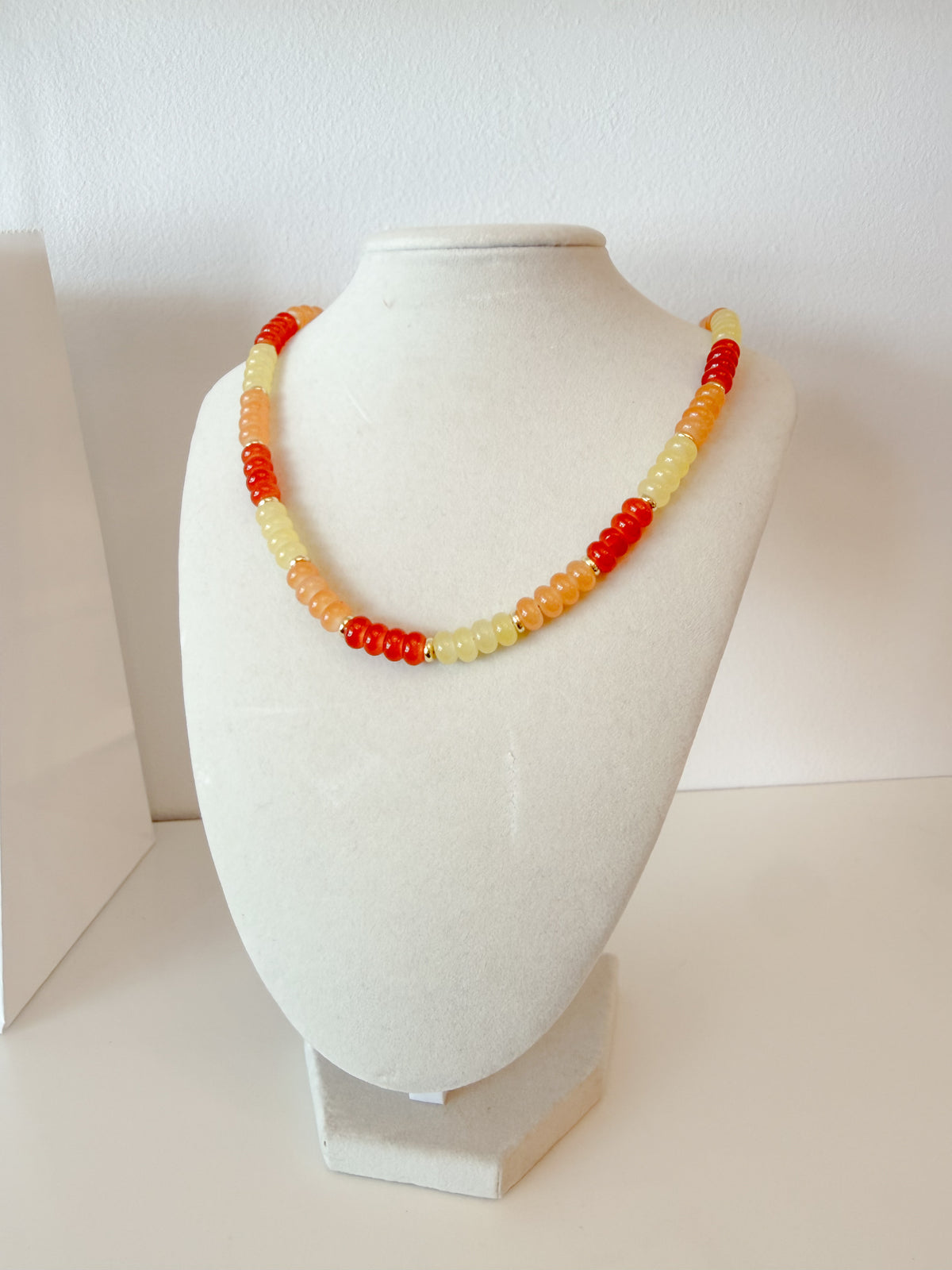 Handmade Glass Rondelle Beaded Necklace