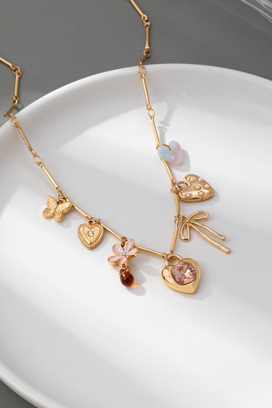 CHARM NECKLACE-HEARTS FLOWER BOW BUTTERFLY | 80N92639