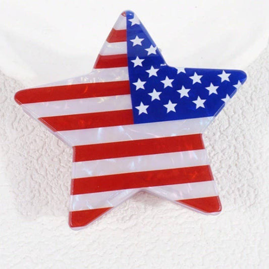 USA FLAG 4TH OF JULY STAR HEART HAIR CLAW CLIPS | 40H897