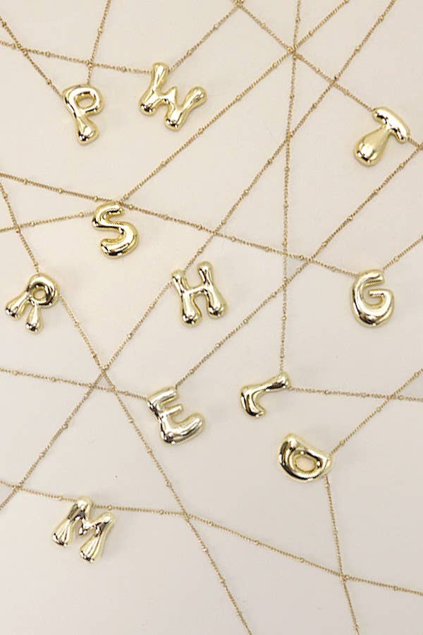 STAINLESS STEEL BALLOON BUBBLE INITIAL NECKLACE | 40NK316