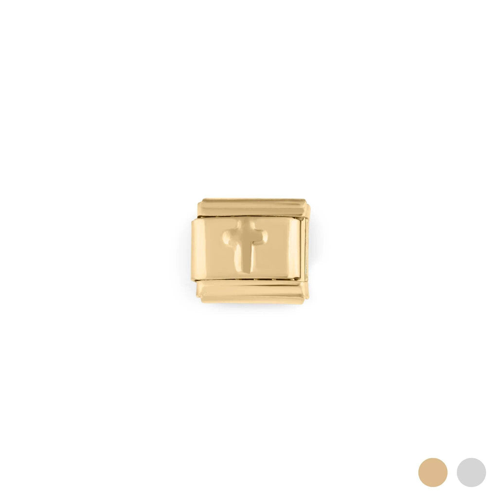 18K Gold PVD Stainless Steel Cross Italian Charm