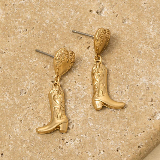 Western Heart And Cowboy Boots Dangle Earrings