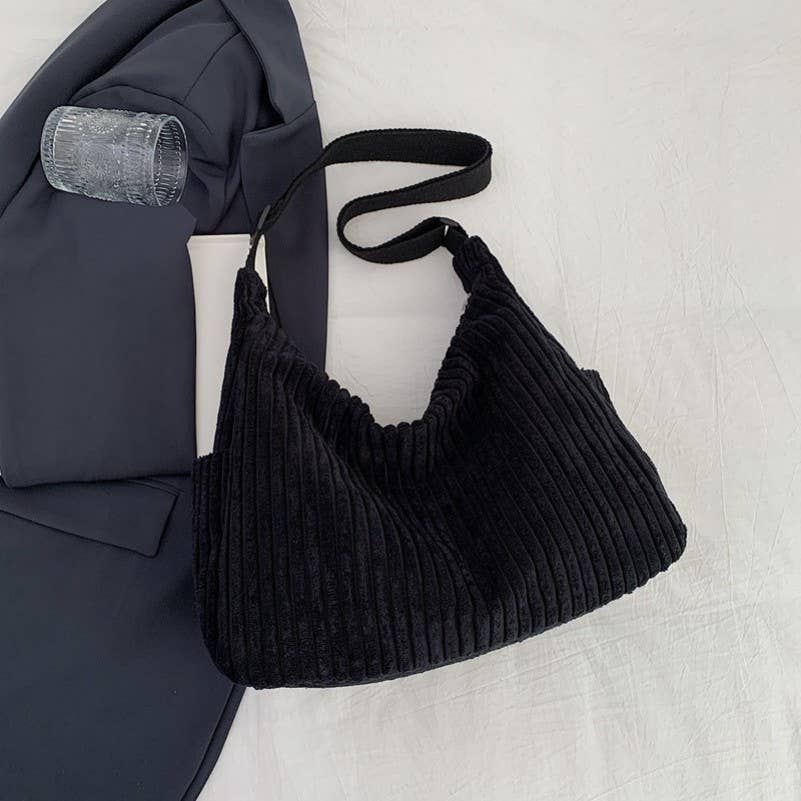 Corduroy casual Quilted Shoulder Tote Bag | 40P582
