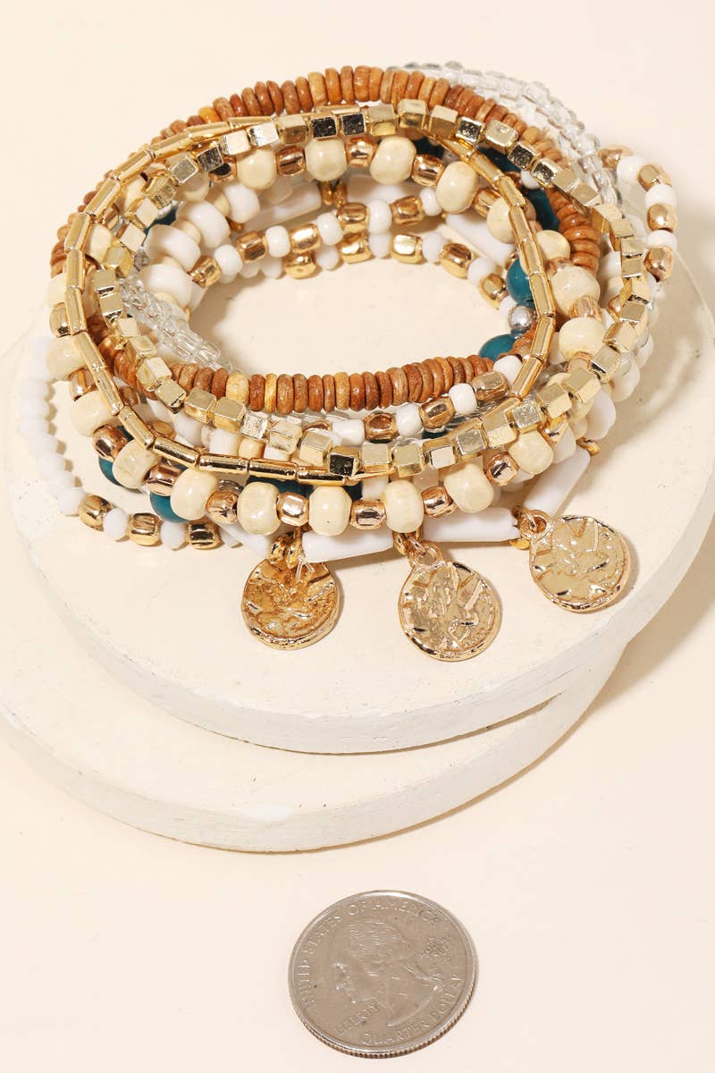 Assorted Multi Bead Coin Bracelet Set