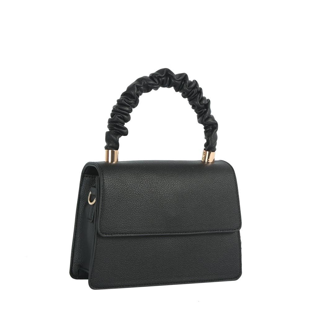 Scrunch Handle Structured Flap Bag