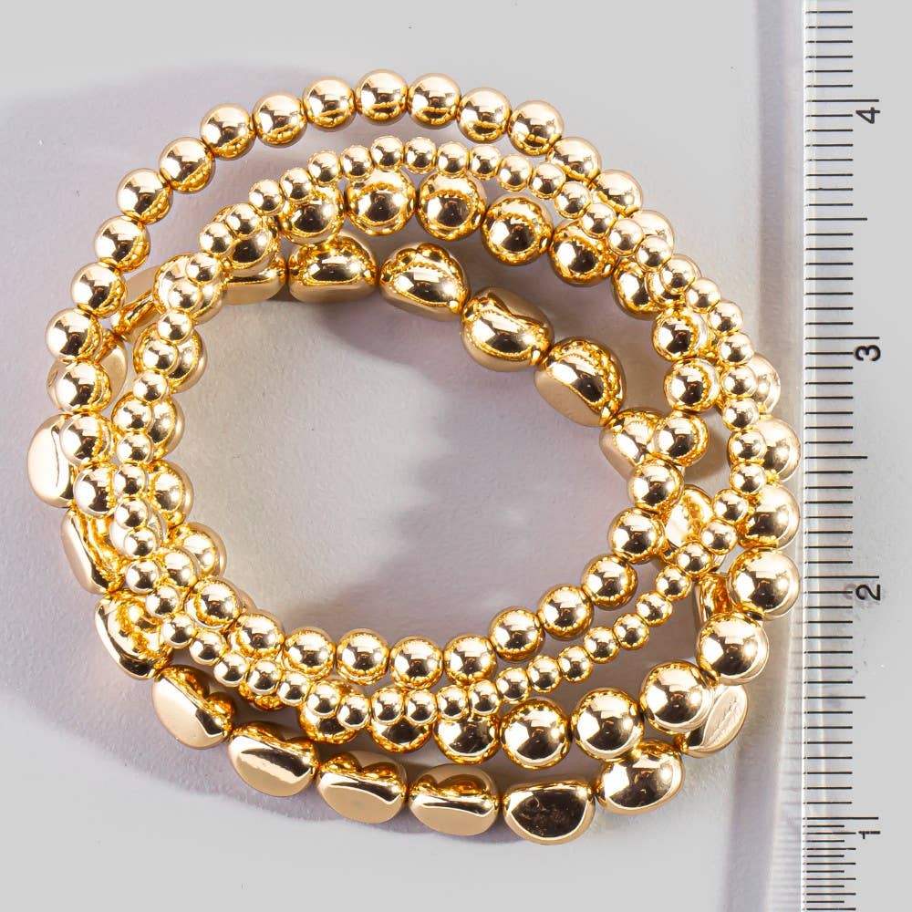 Mixed Irregular Metallic Beaded Bracelet Set