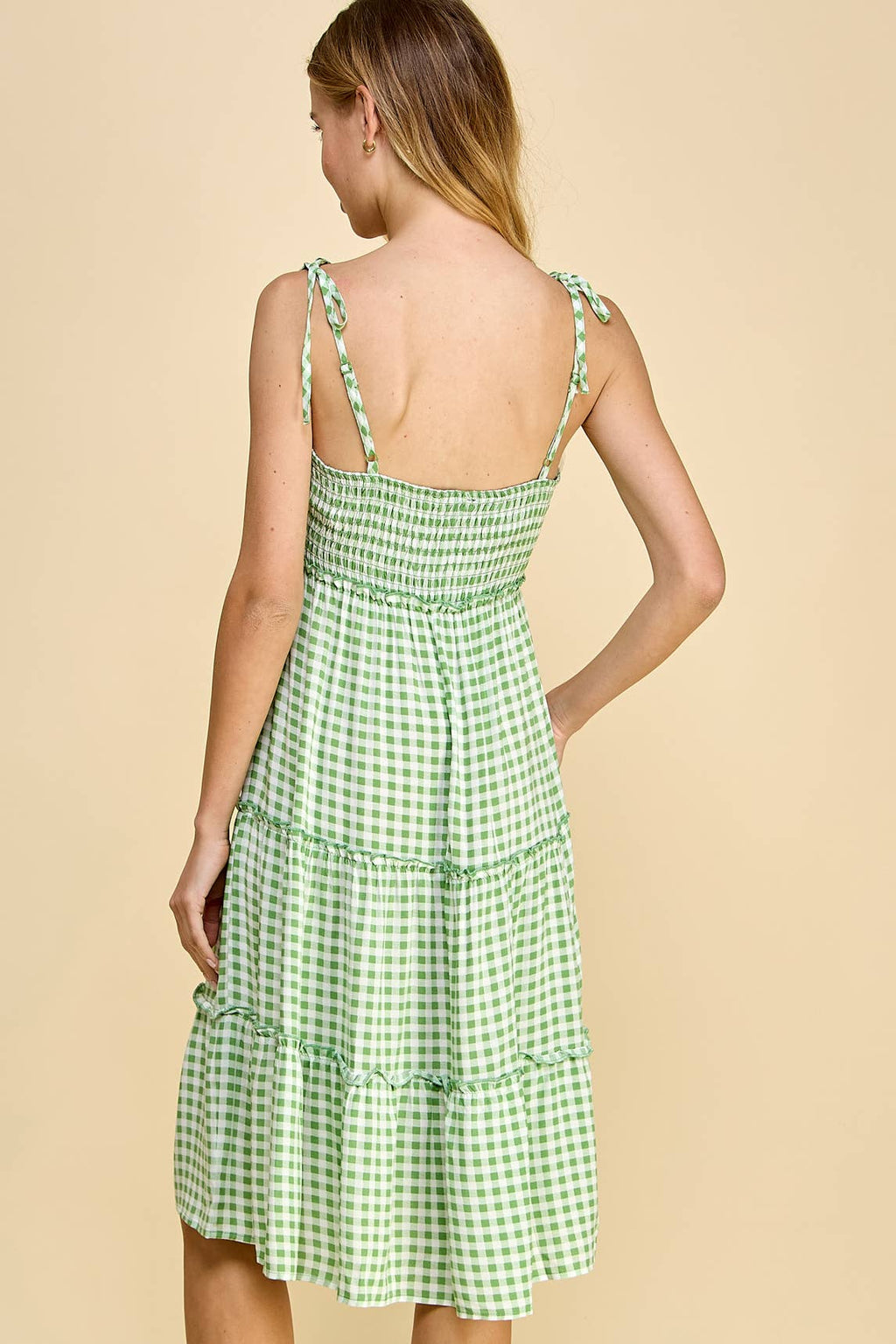 TIE SHOULDER MIDI WITH TIEAR AND PLEAT DRESS