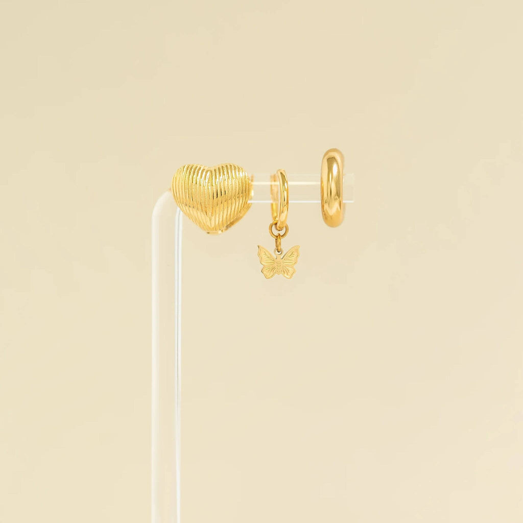 18K Gold PVD Stainless Steel Butterfly Huggie Earrings