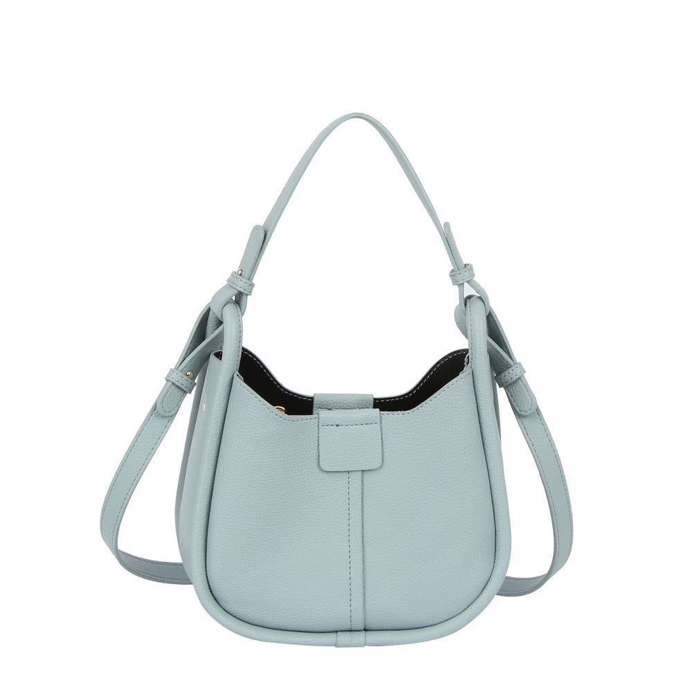 Vegan Leather Curved Hobo Bag With Crossbody Strap