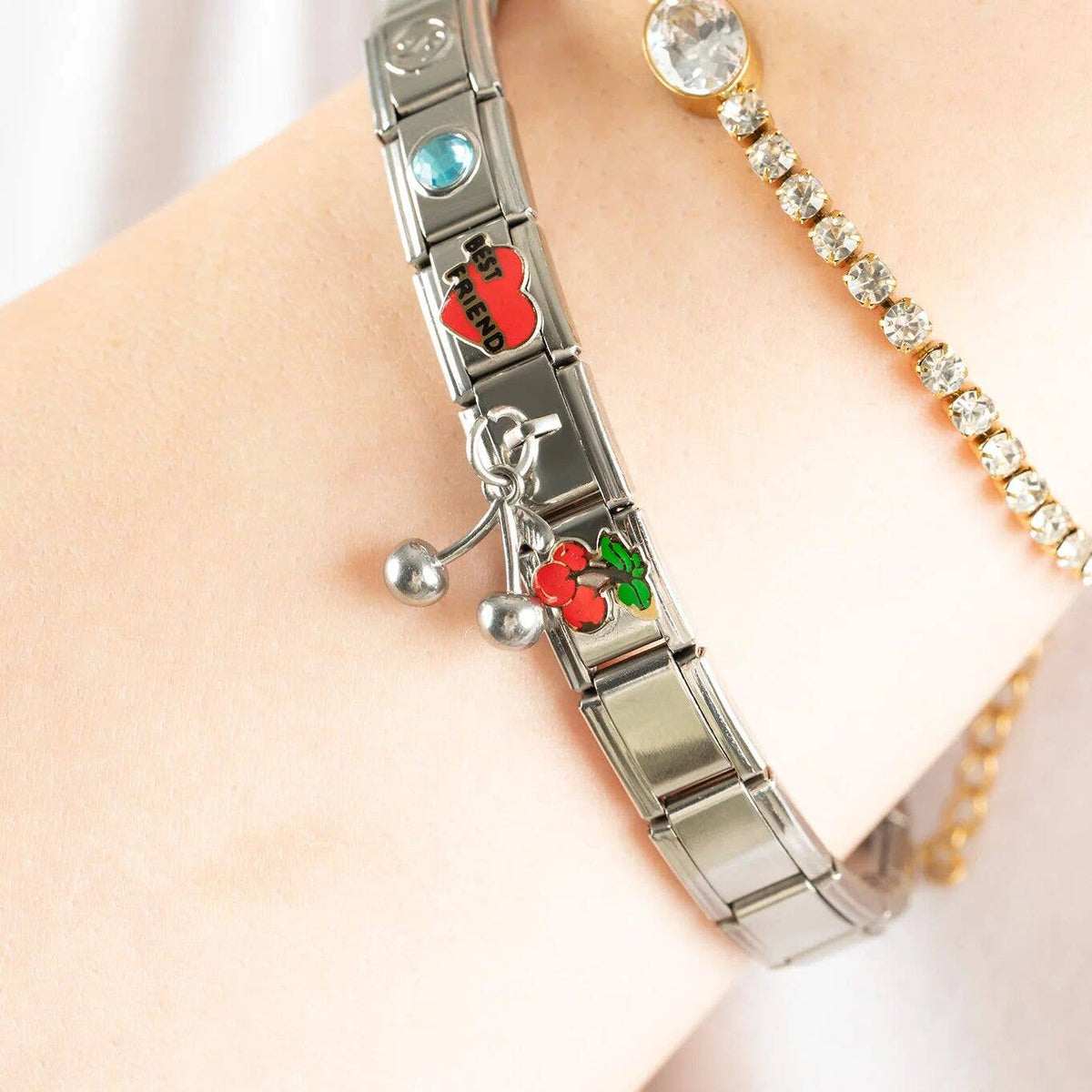 18K Gold PVD Stainless Steel Charm Connector Italian Charm