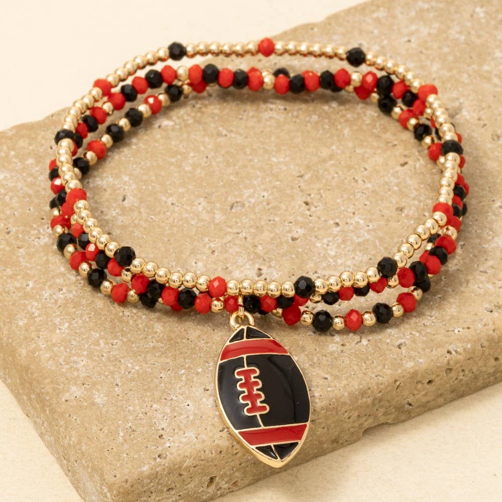 Game Day Colors Enamel Football Beaded Bracelet