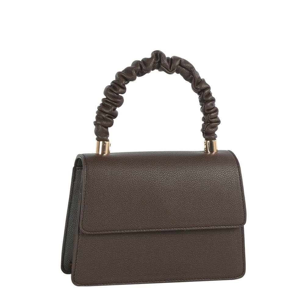 Scrunch Handle Structured Flap Bag