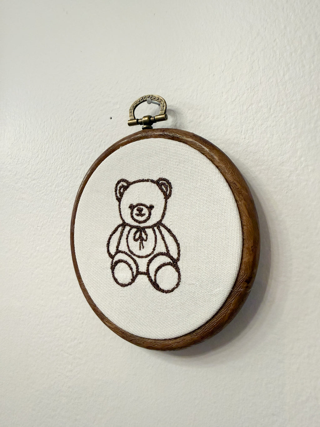 Handmade Framed Embroidery Decor Bear