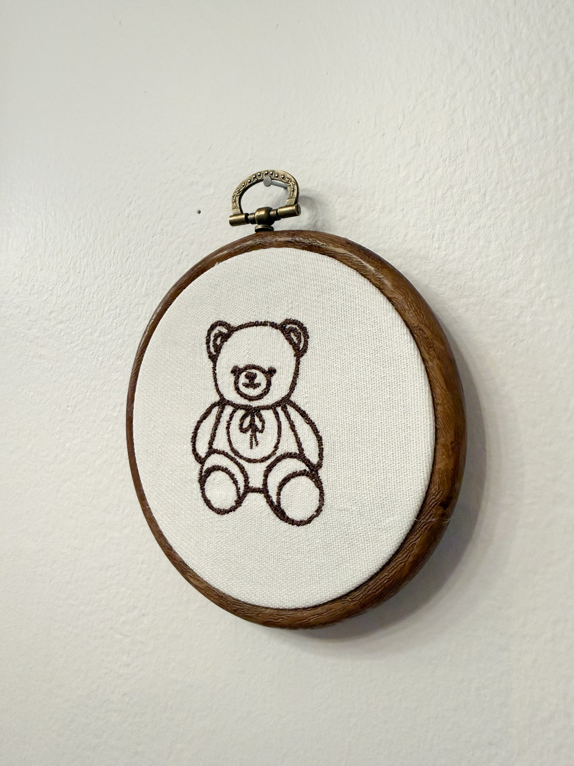 Handmade Framed Embroidery Decor Bear