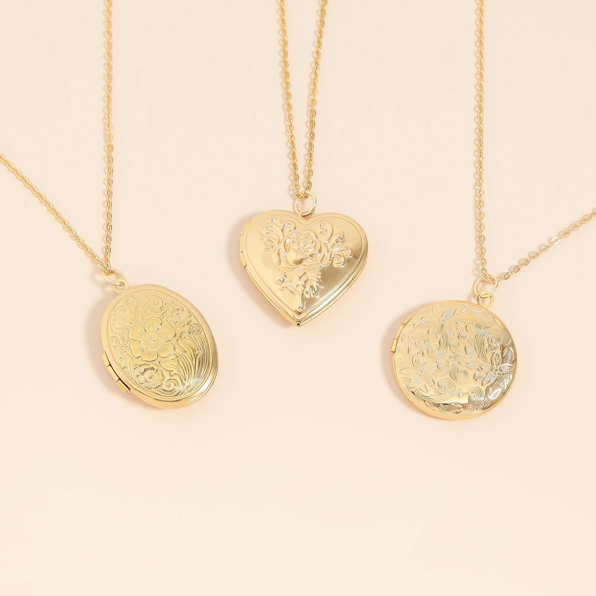 18K Gold PVD Stainless Steel Rose Heart Locket