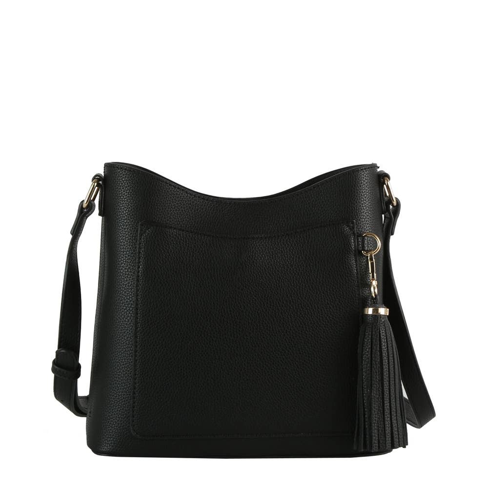 Vegan Leather Tassel Bucket Shoulder Bag