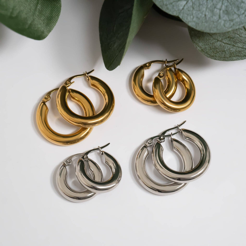 18K Gold PVD Stainless Steel Chunky Hoop Earring