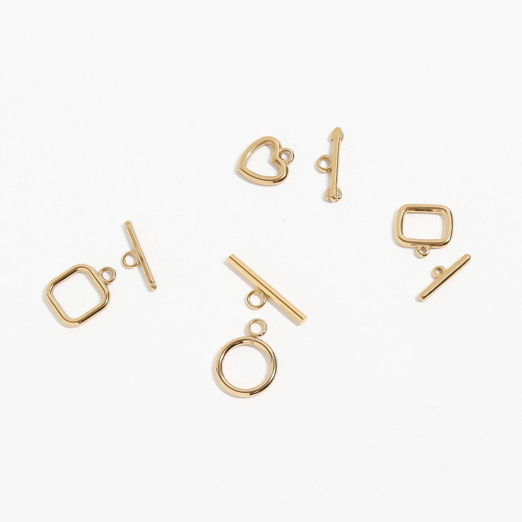 18K Gold PVD Stainless Steel Circle Toggle Clasp