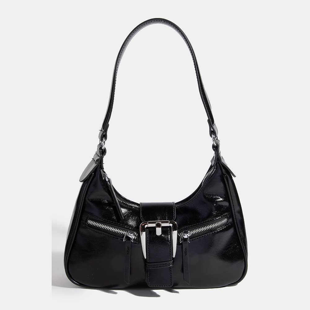 Large Buckle Triple Zipper Hand Bag
