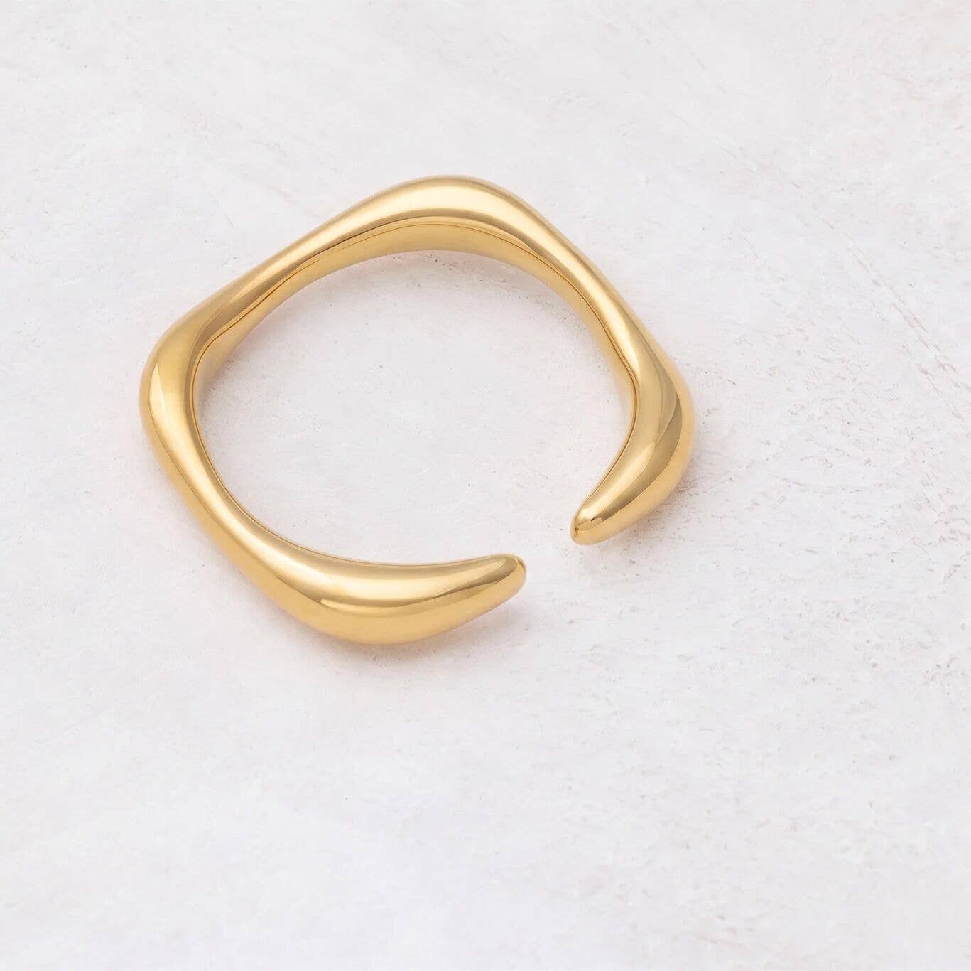 18K Gold PVD Stainless Steel Adjustable Simple Ring