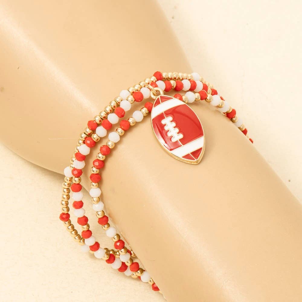 Game Day Colors Enamel Football Beaded Bracelet