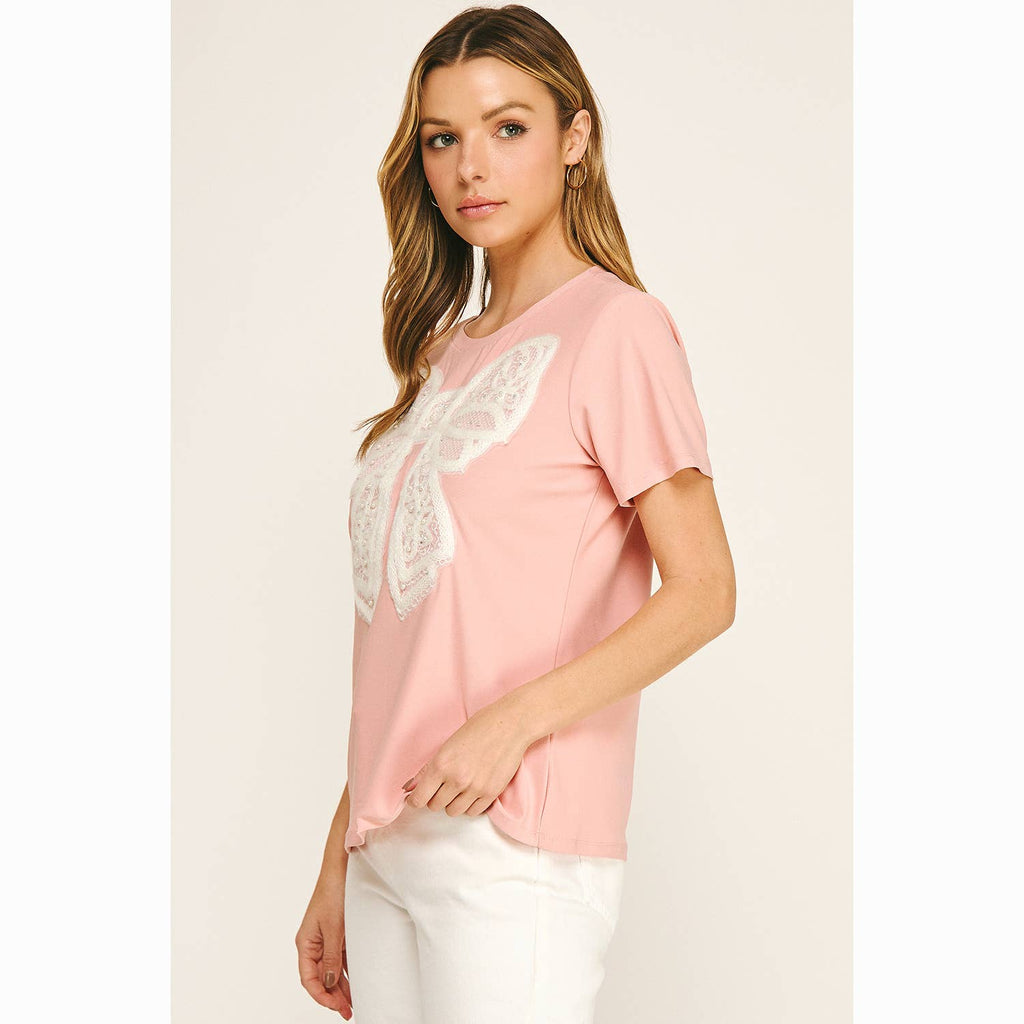 EMBELLISHED BOW RELAXED TEE