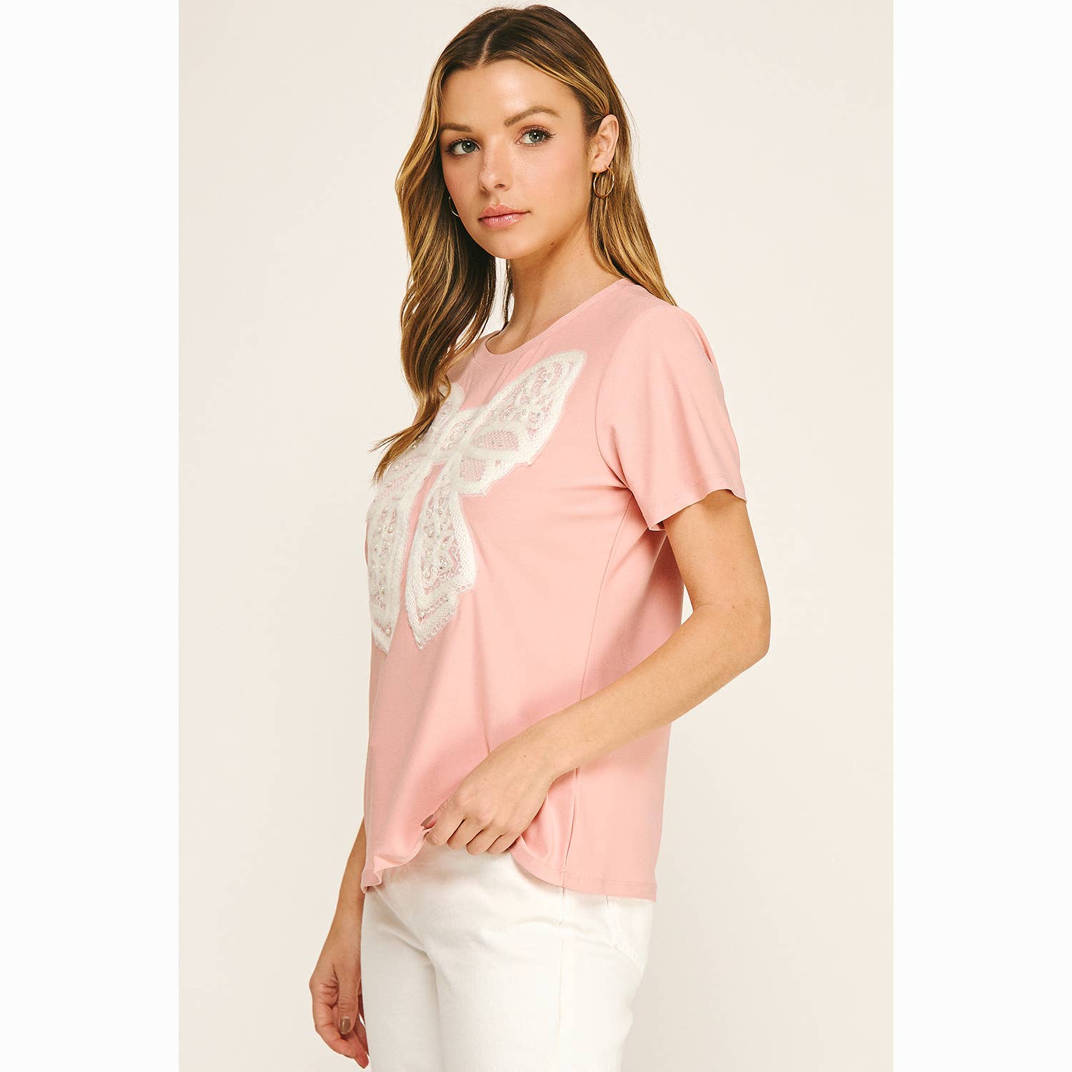EMBELLISHED BOW RELAXED TEE