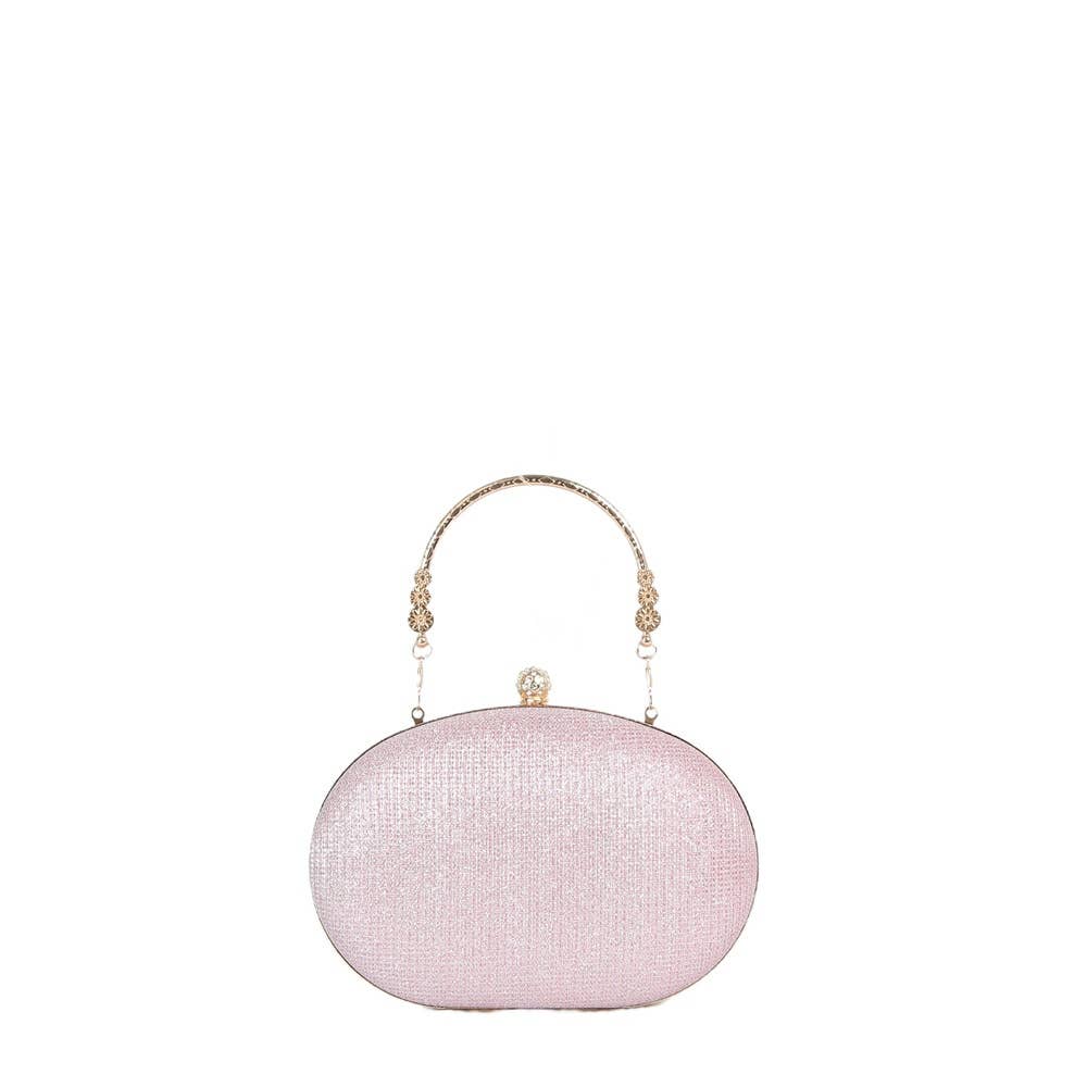 Glitter Oval Frame Top Handle Bag