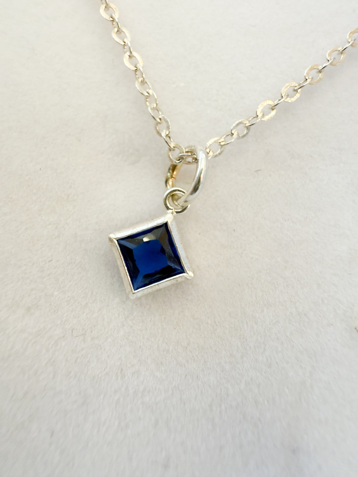 .925 Sterling Silver Birth Month Gem Necklace