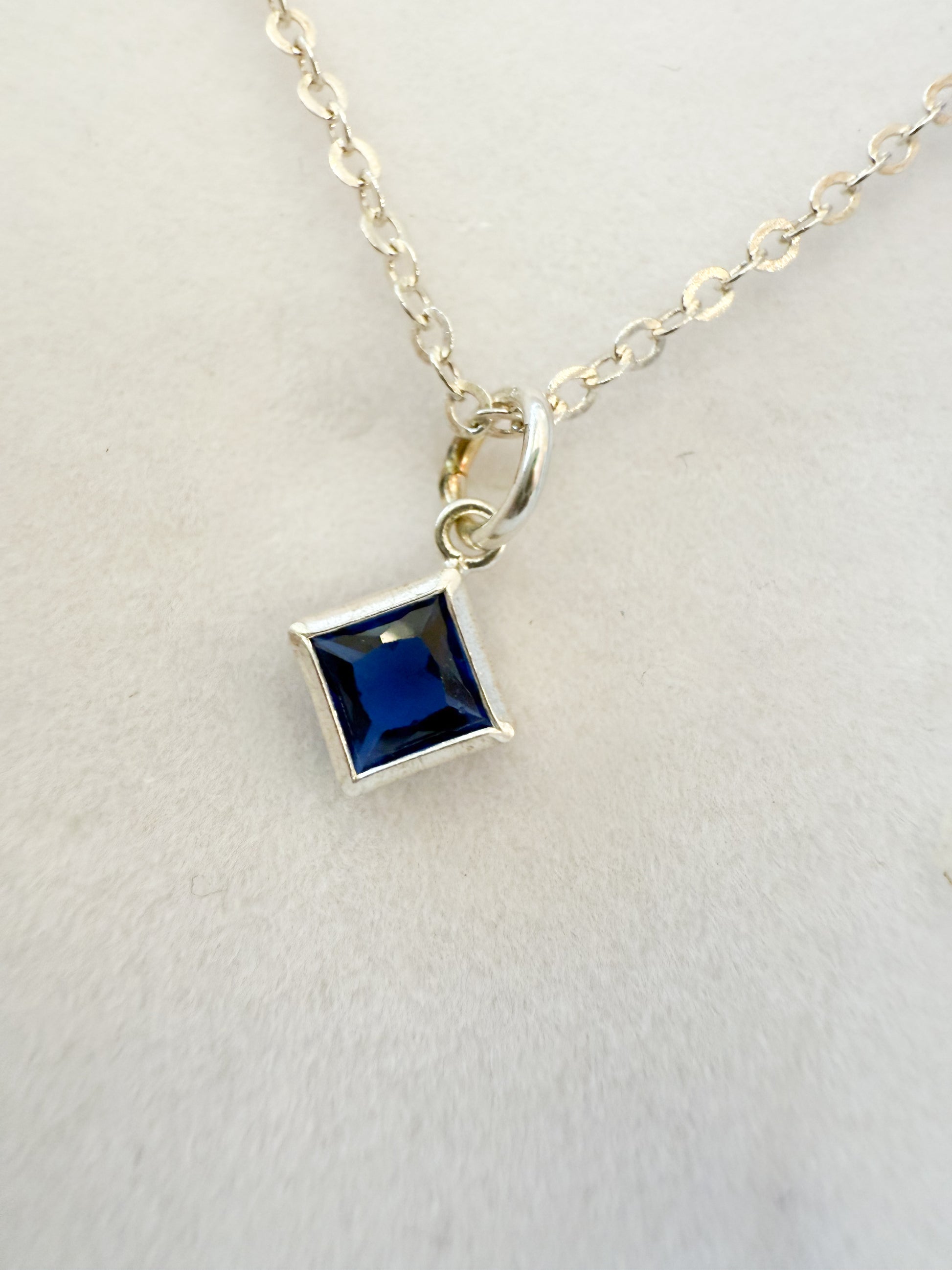 .925 Sterling Silver Birth Month Gem Necklace