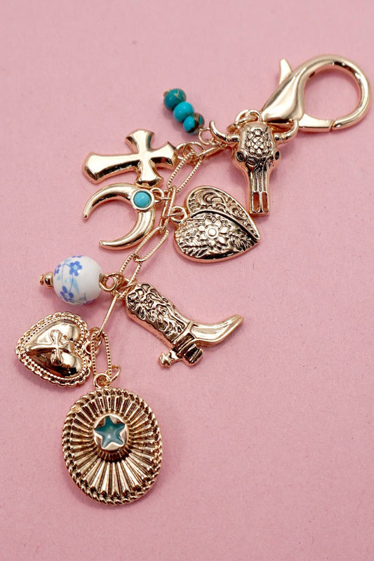 WESTERN CROSS HAT BOOT HEART BAG CHARM | 80K048