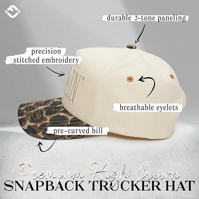Two Tone Embroidered Cap: Mommin - Leopard/Beige