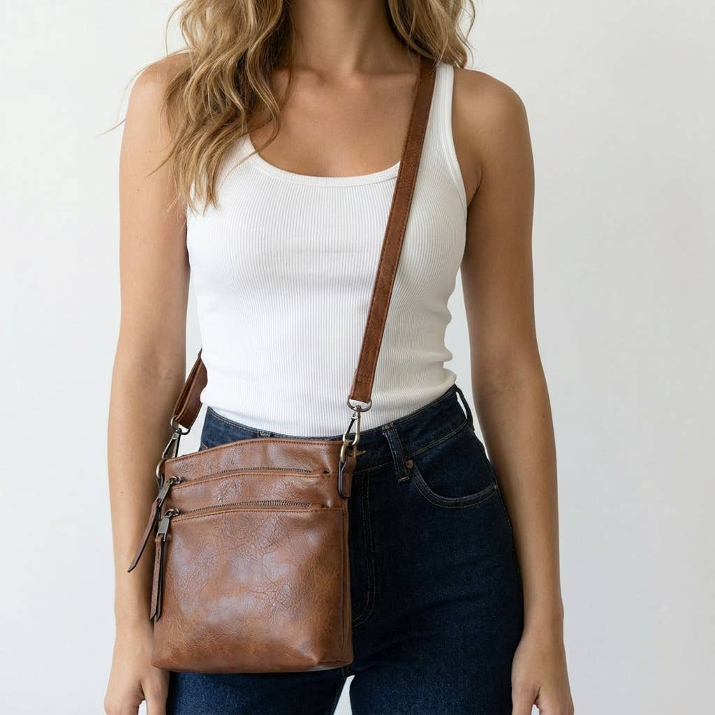 Multi Zip Pocket Crossbody Bag