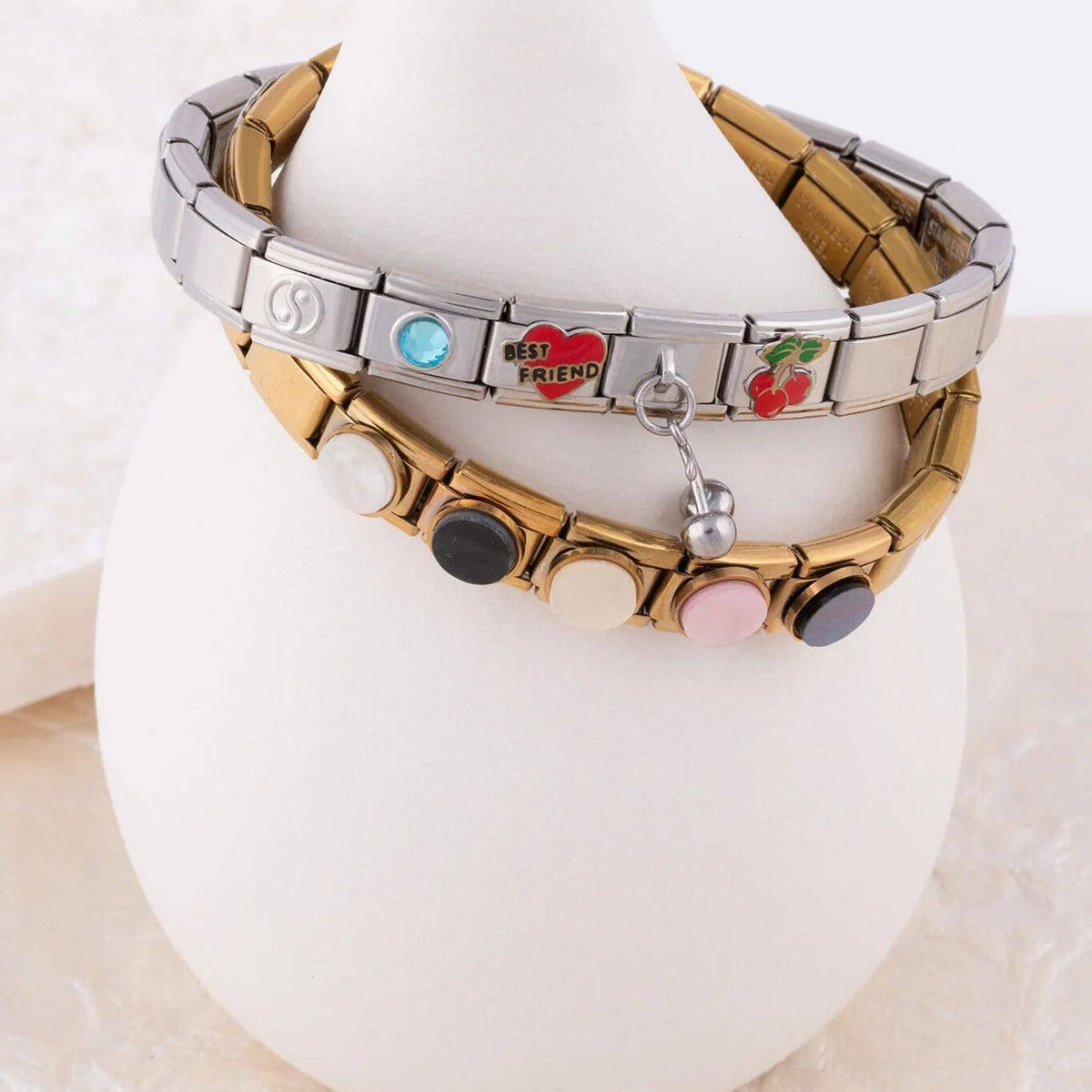 18K Gold PVD Stainless Steel Charm Connector Italian Charm