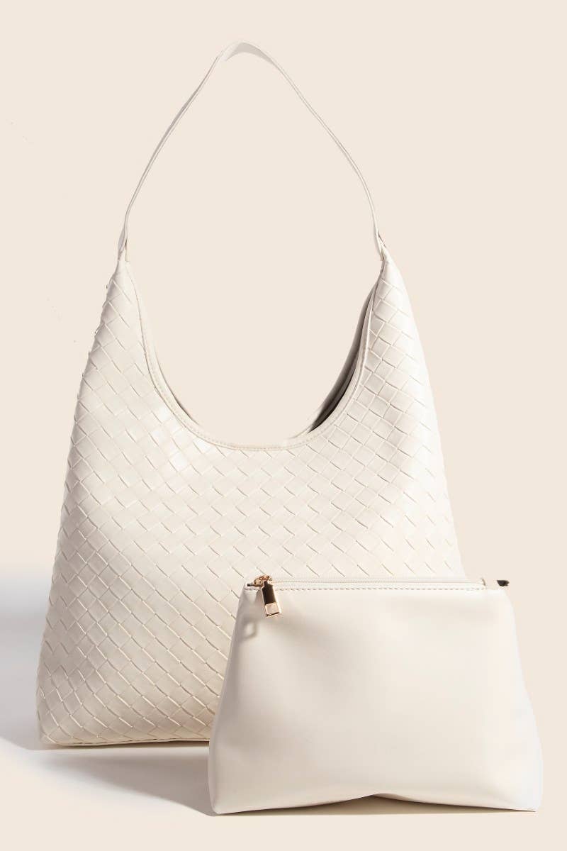 Woven Faux Leather Tote Bag