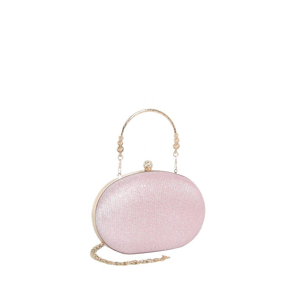 Glitter Oval Frame Top Handle Bag