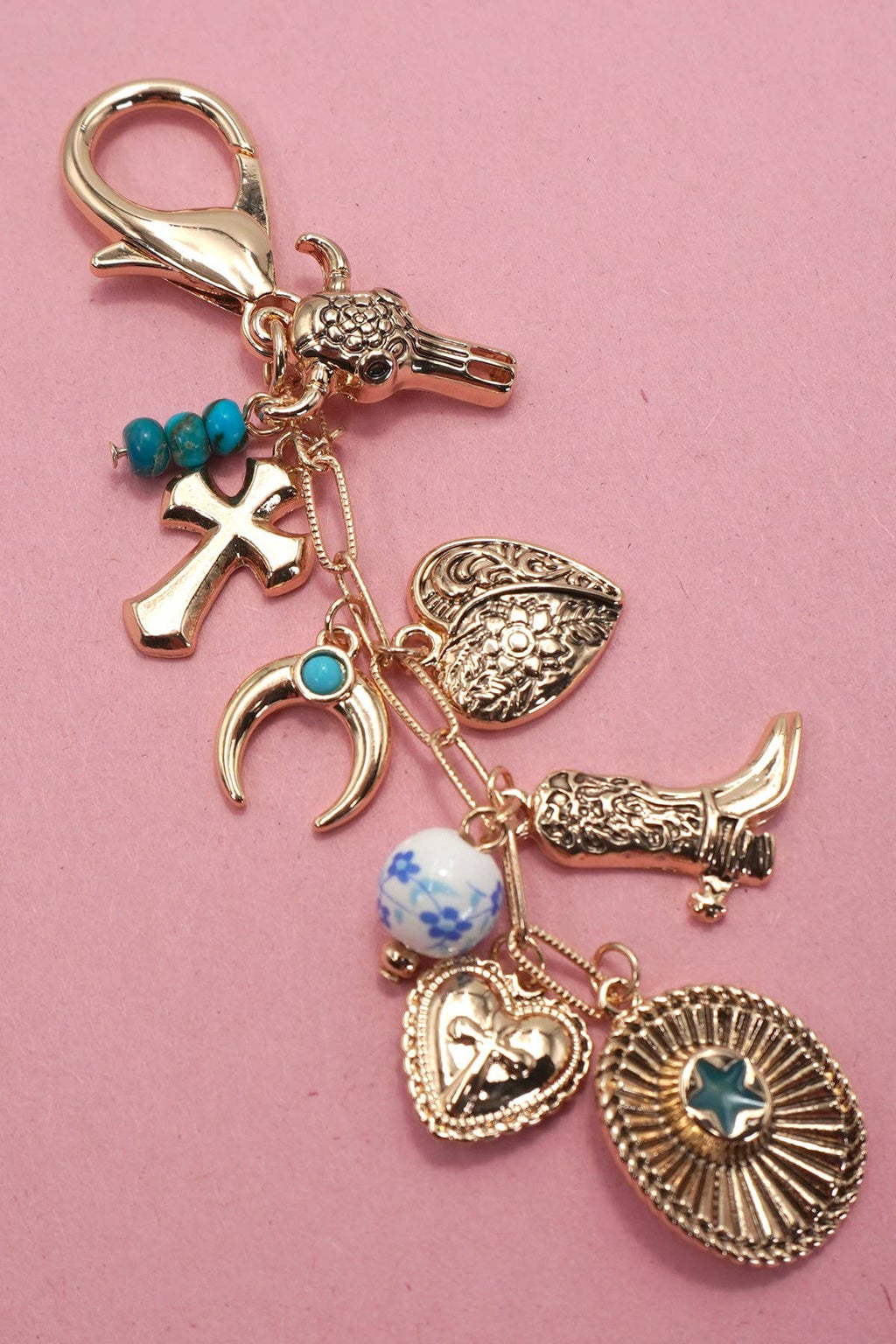 WESTERN CROSS HAT BOOT HEART BAG CHARM | 80K048