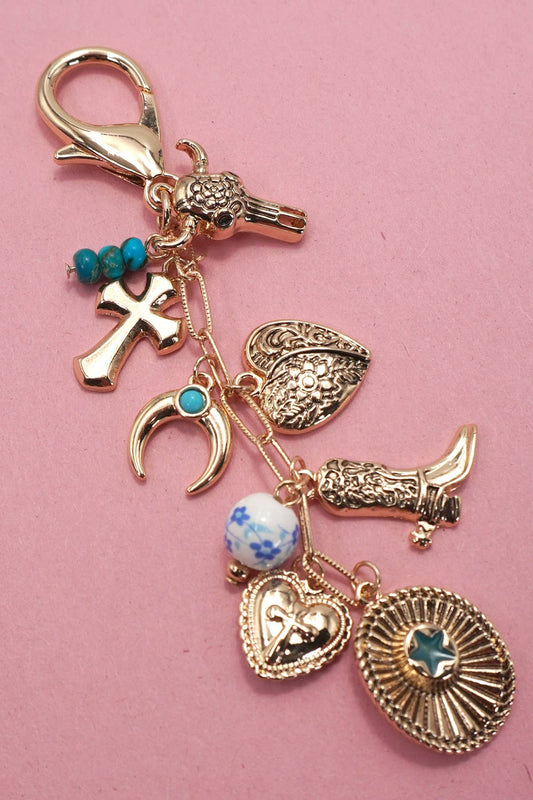 WESTERN CROSS HAT BOOT HEART BAG CHARM | 80K048